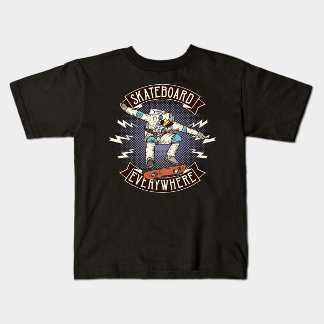 Skateboard Everywhere Kids T-Shirt by CyberpunkTees